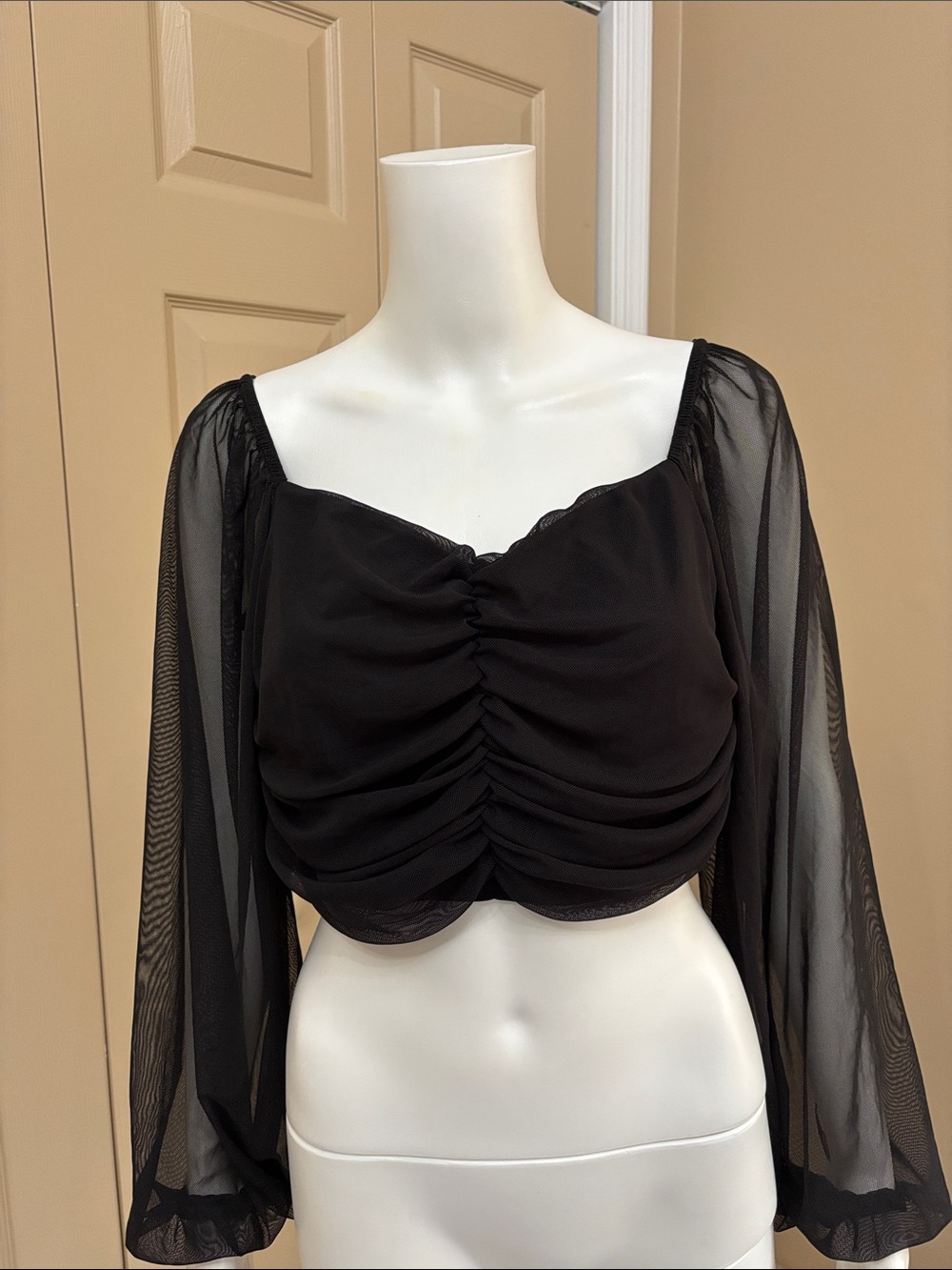 BOOHOO cropped long sleeve illusion top